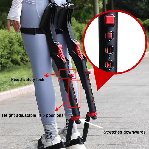Vista 9 de Silla invisible ajustable sin silla, aluminio negro y nailon, compacta, plegable, altura de 5 engranajes ajustable, capacidad de 330.7 lbs, ideal