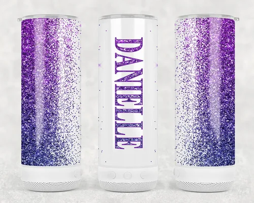 Vista 2 de Vaso de música de acero inoxidable, 16oz, personalizado, taza de viaje, aislado, efecto de purpurina
