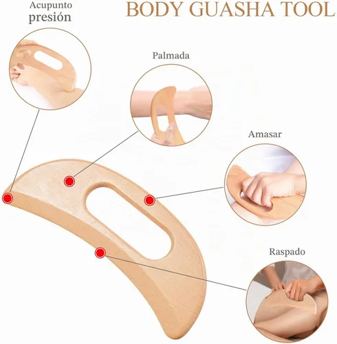 Vista 5 de 3 Piezas Herramientas de Masaje de Terapia de Madera Masajeador de Drenaje Linfático Masajeador de Madera Herramientas de Escultura Corporal