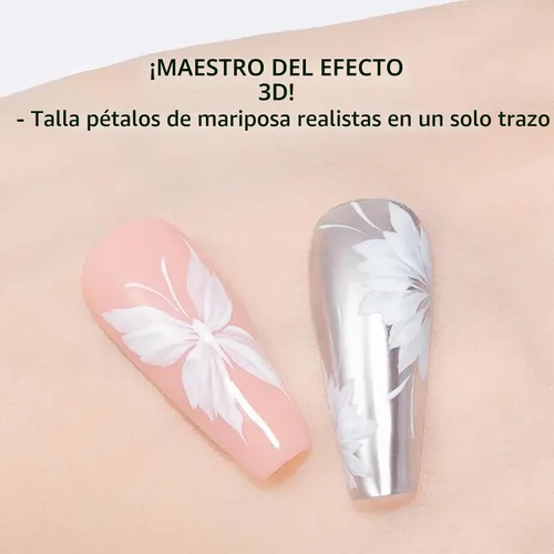 Vista 5 de Cepillo de uñas triangular para dibujar flores y mariposas 3D, pinceles de arte de uñas con mango acrílico Aurora, herramienta de diseño de uñas