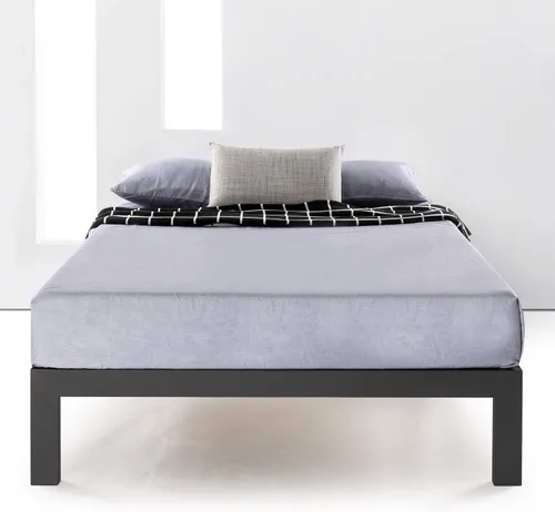 Vista 2 de Mellow JustMallet - Base de cama individual de acero resistente de 14 pulgadas con base de colchón de listones de madera (no necesita somier)
