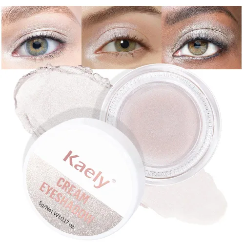 Vista 16 de evpct Paleta de maquillaje en pote de sombra de ojos en crema única para mujeres mayores, sombra de ojos de champán con shimmer, glitter metálico