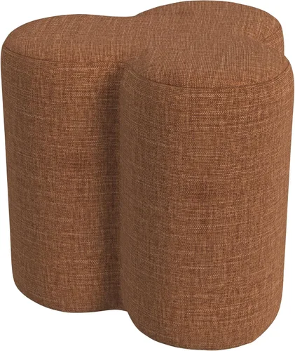 Vista 15 de HomePop Otomana redonda tapizada de piel sintética (sin tapa, solo asiento) HomePop Decoración para el hogar Pouf redondo para reposapiés – Piel
