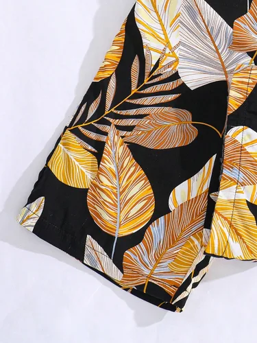 Vista 5 de Floerns Conjunto de 2 piezas para niña, camiseta sin mangas sólida, estampado tropical, pantalones de pierna ancha
