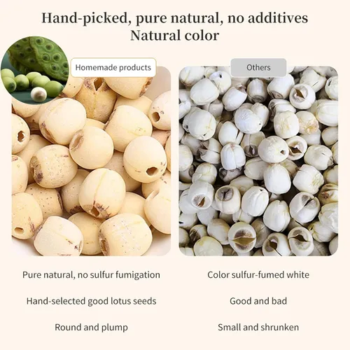 Vista 5 de Wanhua Hall Semillas de loto naturales secas de loto 14.1 oz/400 g Semillas de loto blanco Eliminación de núcleos Dermoabrasión Semilla de loto