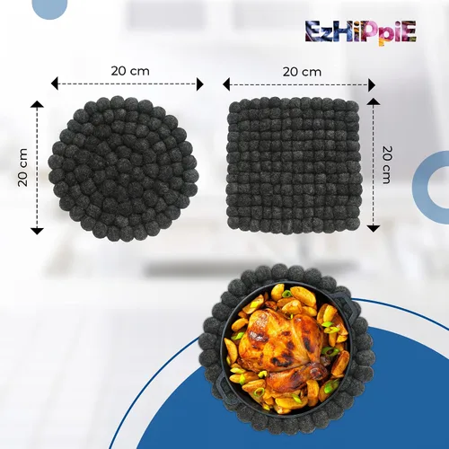 Vista 3 de Ezhippie Salvamanteles de lana de 7.9 in con resistencia al calor, soporte antideslizante hecho a mano de Nepal, salvamanteles para cocina, ollas