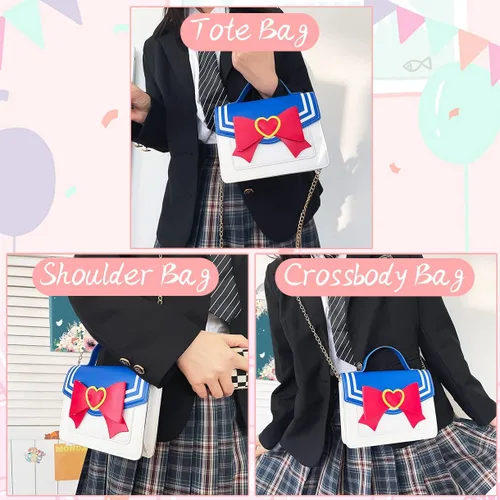 Vista 6 de PROCOS Bolsos de mujer Kawaii Anime Sailor Cosplay PU Bolso de cuero PU Cadena de lazo bandolera Bolso bandolera Bolso bandolera