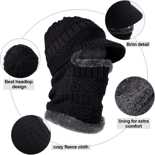 Vista 4 de Syhood Knitted Balaclava Beanie Hat Winter Neck Warmer Ski Face Cover Neck Gaiter