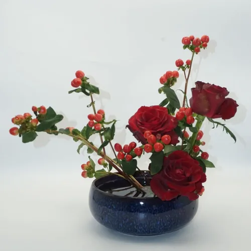Vista 7 de Water Lotus - Juego de maceta de tazón de compota japonesa con rana floral de 1.8 pulgadas, ideal para Ikebana, arreglo floral y plantación Azul