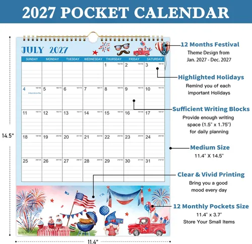 Vista 10 de Calendario de pared 2027 - 11.4 x 14.5 pulgadas, 12 meses desde enero