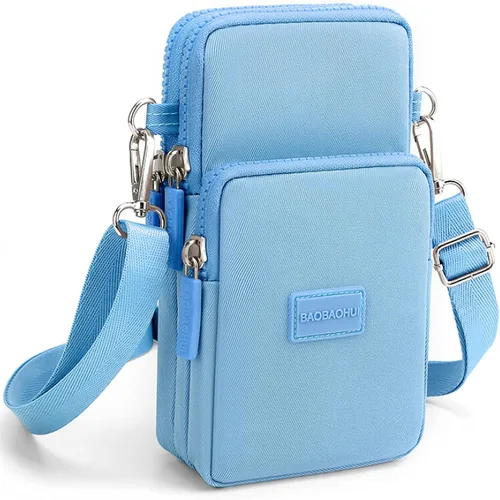 Vista 19 de YINHEXI Bolsos cruzados pequeños para mujer, a la moda, mini compartimento triple para teléfono celular, monederos cruzados Negro