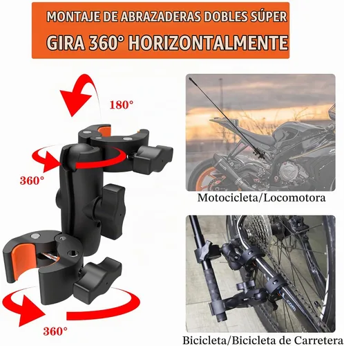 Vista 2 de Soporte de abrazadera para manillar de motocicleta para accesorios Insta360