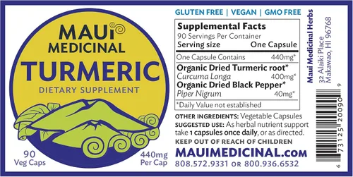 Vista 4 de Cúrcuma y pimienta negra 90 cápsulas vegetarianas - 440mg por cápsula