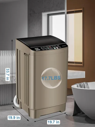 Vista 2 de KRIB BLING Lavadora portátil completamente automática de 17.7 libras, lavadora compacta con pantalla LED, descarga de drenaje, 10 programas