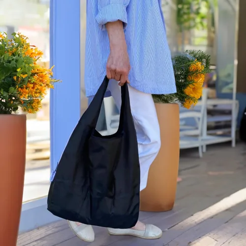 Vista 7 de allydrew Bolsas de comestibles reutilizables de nailon plegables grandes y pequeñas, juego de 2