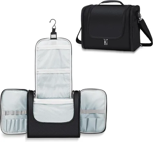 Vista 15 de Buruis - Neceser grande para hombres y mujeres, bolsa de viaje colgante para maquillaje, cosméticos, afeitado, artículos de tocador, kit Dopp