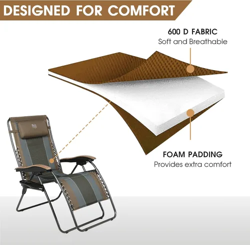 Vista 8 de TIMBER RIDGE Mecedora acolchada plegable y silla reclinable para patio con reposacabezas ajustable