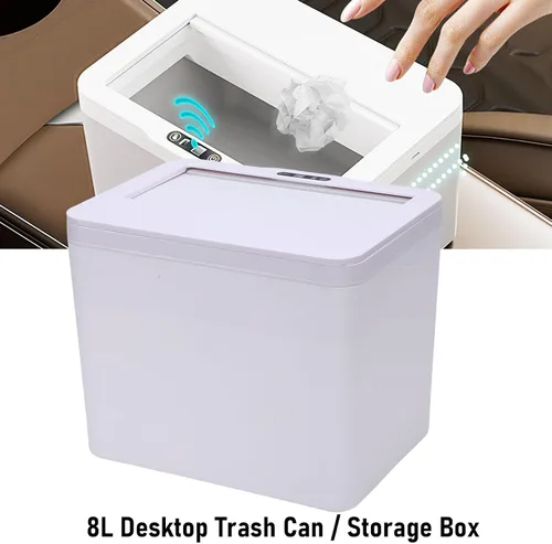 Vista 3 de SIXRUN Cubo de basura con sensor inteligente, 8 L, color blanco, automático, sin contacto, con tapa con detección de movimiento, para cocina