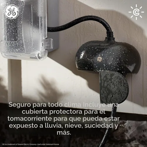 Vista 4 de [Usado] GE Cync - Enchufe inteligente, enchufe Bluetooth para exteriores y Wi-Fi, enchufe resistente a la intemperie, funciona con Alexa y Google