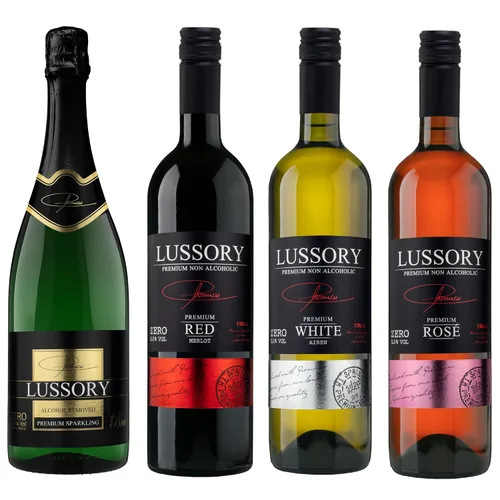 Vista 11 de Lussory Premium Gold 24K Agua con Gas Burbujeante Desalcoholizada 0.0% Vino Sin Alcohol de España, Bajas Calorías, Bajo en Azúcar, Halal