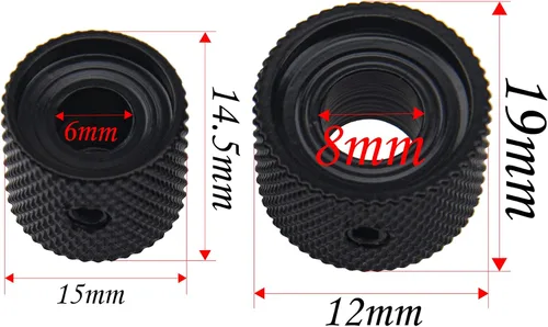Vista 5 de 2 perillas de control apiladas concéntricas dobles para guitarra eléctrica y bajo (negro)