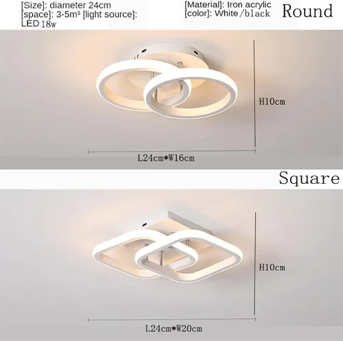 Vista 5 de Lámpara de techo LED, lámpara cuadrada blanca de 18 W, 3000 K-6000 K, lámpara de techo opcional de montaje empotrado, moderna para sala de estar