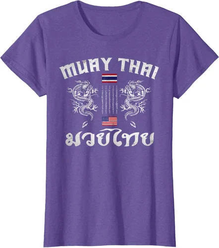 Vista 25 de Camiseta de equipo de entrenamiento de boxeo Muay Thai con bandera estadounidense de Tailandia, Negro, S