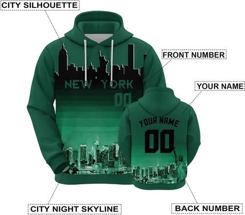 Vista 63 de Custom Football Hoodies City Night Skyline Personalized Sweatshirt Name Number Fan Gift Pullover for Men Women Youth