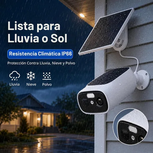 Vista 8 de 4pc 2.4/5GHz Solar Security Cameras Wireless Outdoor, Dual Panels Blanco