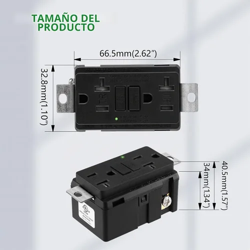 Vista 5 de Wengart Generador de 20 amperios GFCI Outlet 125V, estándar UL 2018, interruptor de circuito de falla de tierra de grado industrial