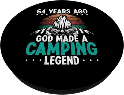 Vista 2 de 64 años de edad Camping Legend Vintage Scout 64 cumpleaños campista PopSockets intercambiables PopGrip