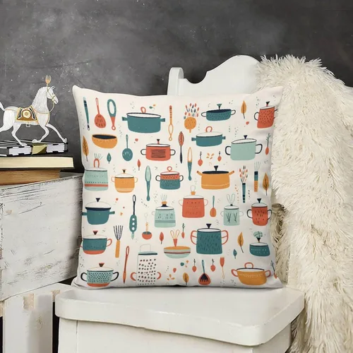 Vista 14 de Lindas fundas de almohada de terciopelo con estampado de olla y utensilios de cocina, 12 x 12 pulgadas, protector de almohada para el hogar, patio