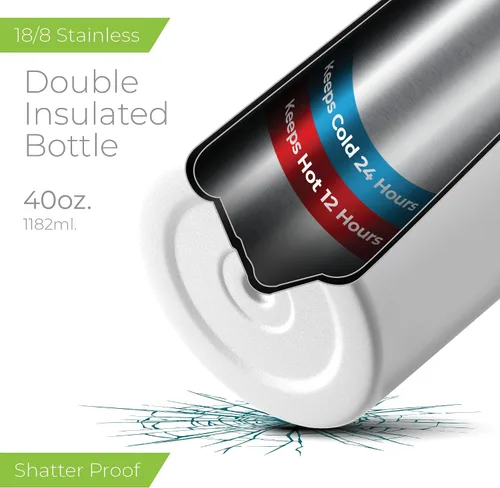 Vista 75 de SIPX™ Botella de Agua Aislada de 18 oz con 3 Tapas – Acero Inoxidable a Prueba de Fugas, Triple Aislamiento – Frío 24 Horas/Caliente 12 Horas – Negro