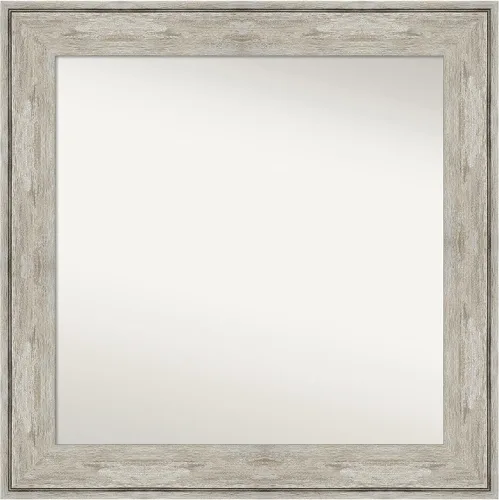 Vista 222 de Amanti Art Espejo de baño plateado para sobre el fregadero, 28 x 37 pulgadas, elegante espejo rectangular de peltre cepillado, marco de madera