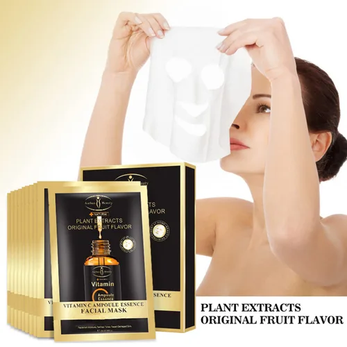 Vista 3 de AICHUN BEAUTY Máscara facial de esencia de vitamina C, hidratante refrescante, hidratación profunda, reparación de quemaduras solares, elimina