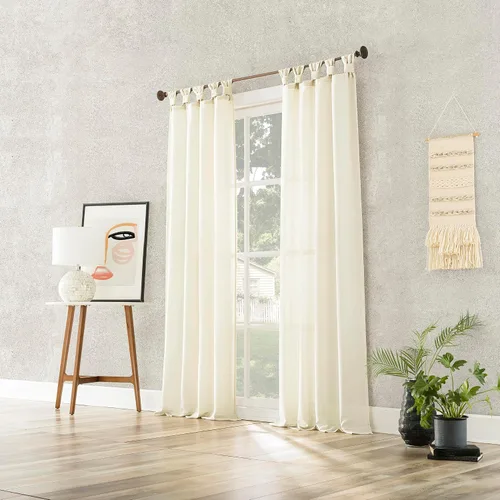 Vista 4 de No. 918 Reman Paquete de 2 Paneles de Cortinas con Pestañas Giratorias de Textura de Lino Semitransparentes con Parte Superior de Pestañas, Par, 40