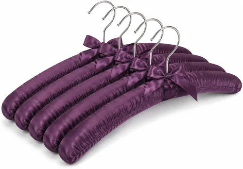 Vista 13 de Paquete de 10 perchas acolchadas de satén para ropa de mujer, perchas antideslizantes de tela de esponja para ropa, percheros para suéter, abrigo