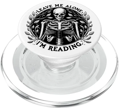 Vista 7 de Leave Me Alone I'm Reading - Libro de lectura de esqueleto Bookish PopSockets estándar PopGrip