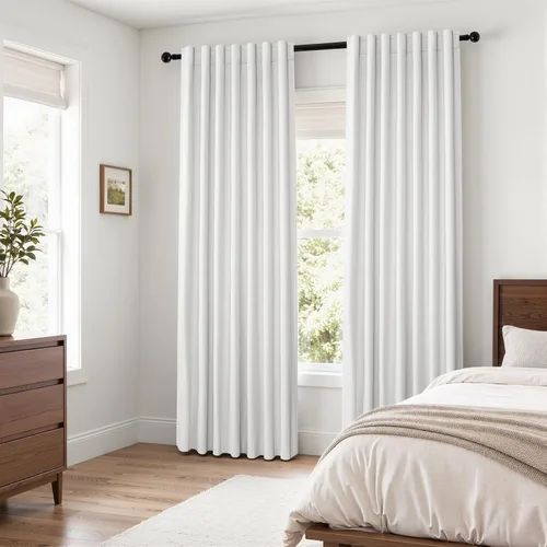 Vista 76 de Topfinel cortinas opacas de lino beige y blanco de 63 pulgadas de largo, 2 paneles para ventana pequeña, estilo natural de abedul bohemio y rústico