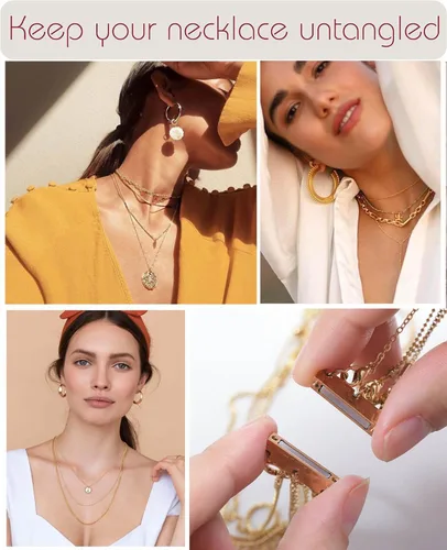 Vista 3 de Clysoru Collar con cierres y cierres para mujer, oro y plata, múltiples para separador en capas, cuentas extensoras de cadena, collares y pulseras