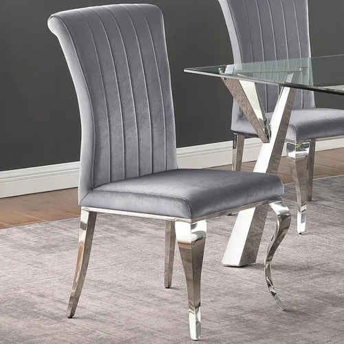 Vista 2 de Coaster Home Furnishings - Betty - Juego de sillas de comedor de metal tapizado en terciopelo - Patas de metal curvas, respaldo macizo tapizado