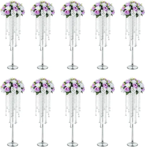 Vista 14 de NUPTIO Tall Gold Centerpiece for Table, Metal, 21.7", 2 Pcs Dorado