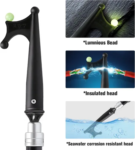 Vista 6 de SANLIKE Telescoping Boat Hook for Docking, Floating Fiberglass Dock Hook with Luminous Bead, Twist-Lock Extension Pole, Non-Slip Handle, Rustproof