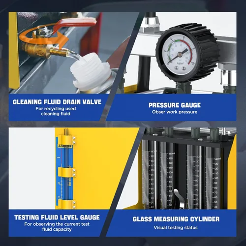 Vista 4 de AUTOOL Máquina probadora de limpiador de inyector de combustible, limpiador ultrasónico de inyección de combustible de 4 cilindros para inyectores