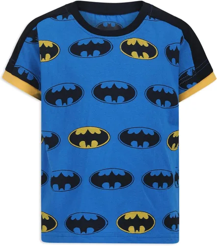 Vista 4 de DC Comics Batman Boys - Paquete de 3 camisetas para niños pequeños y pequeños - AzulAmarilloGris