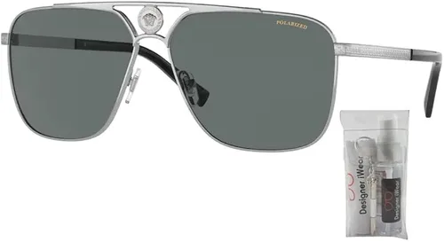 Vista 2 de Versace VE2238 Rectangle Sunglasses for Men BUNDLE With Designer iWear Complimentary Eyewear Kit