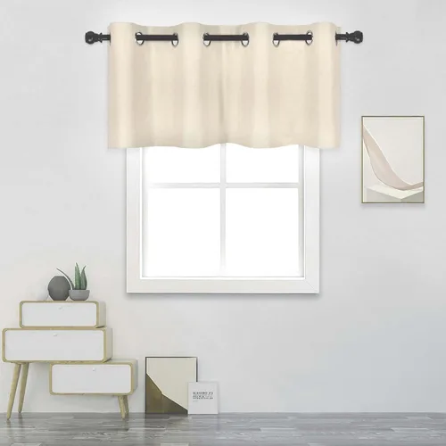 Vista 13 de DECOVSUN Cenefa de cortina opaca amarilla brillante para ventanas de cocina, cenefa opaca con ojales para dormitorio, cenefa corta y recta para sala