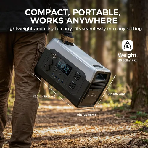 Vista 7 de XP1000 Portable Power Station, 1024Wh 1800W LiFePO4 Solar Generator XP1000 1800W Power Station