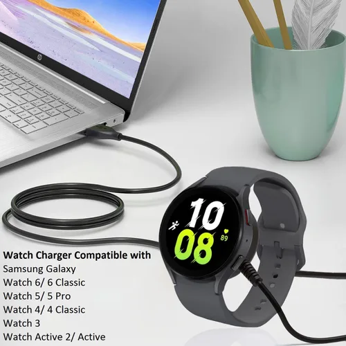Vista 3 de Cargador USB para Samsung Galaxy Watch, base de carga compatible con Samsung Galaxy Watch 6/6 Classic/5 Pro/5/4/4 Classic/ 3/Active 2/Active, 3.3