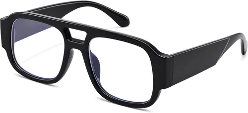 Vista 8 de Oversized Aviator Blue Light Blocking Glasses for Women Cherry Red